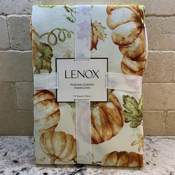 Lenox Pumpkin Garden Fall Thanksgiving 70" Round tablecloth NWT - Picture 1 of 6